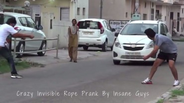 Crazy Invisible Rope Prank By Insane Guys!!