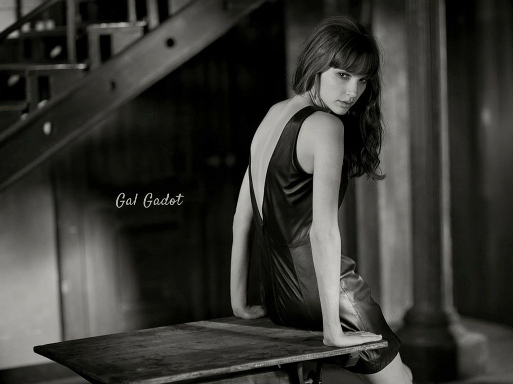 Gal Gadot in Bold Black Leather Mini Dress