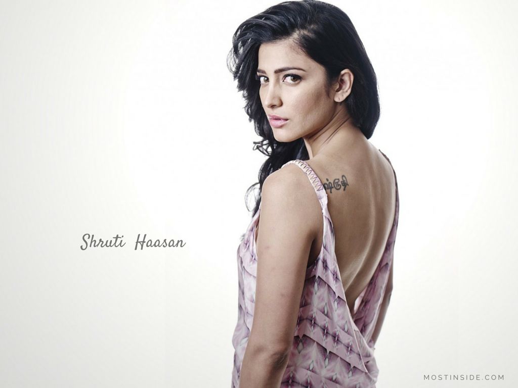 Shruti Haasan in Printed Pink Plunging Maxi