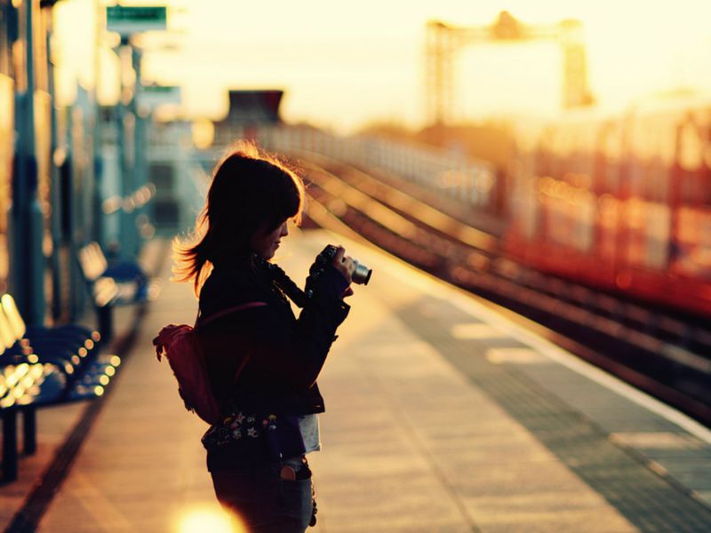 Girl at Railway Station 