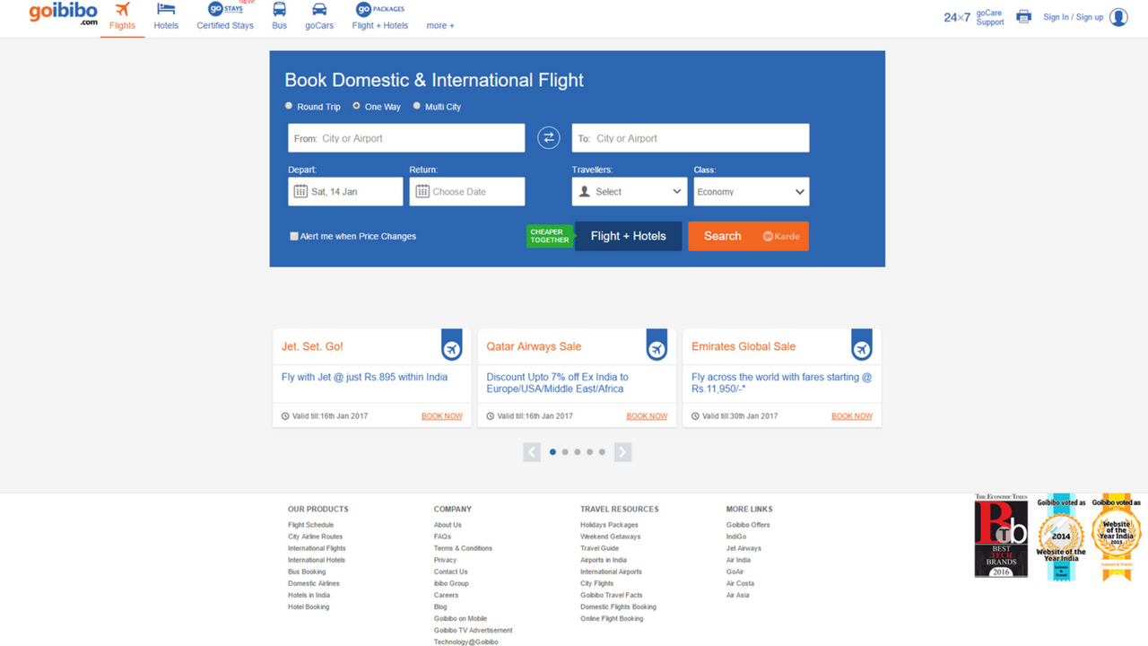 Goibibo Flight Booking