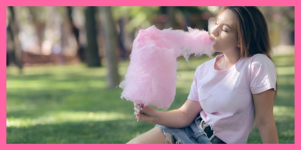 Girl Eating Cotton Candy