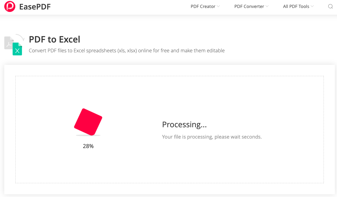 EasePDF PDF to Excel Converting