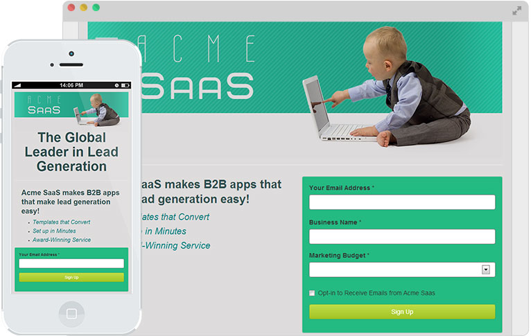 Saas landing Page. Mobile landing site. Дизайн лендинга со сбором e-mail адресов. Make your page