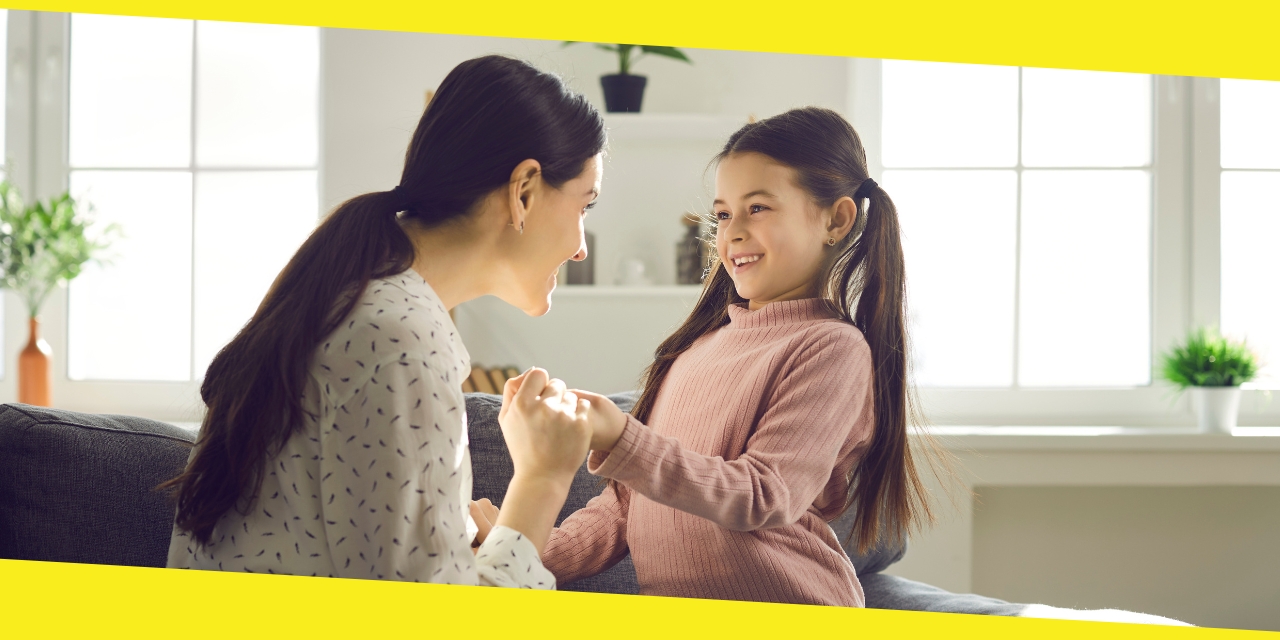 mother with 7years old daughter 