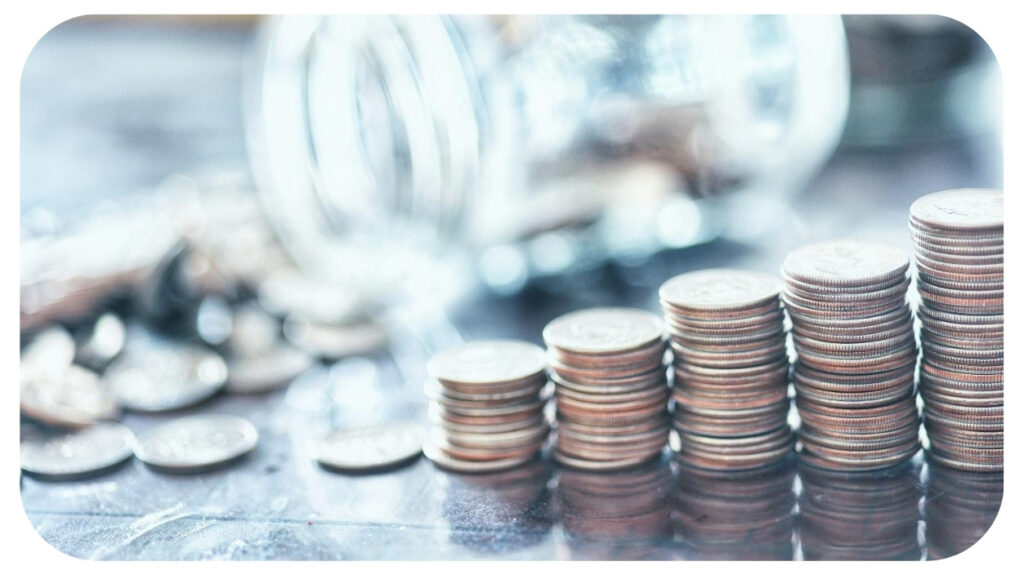 a pile of coins sitting on top of a table