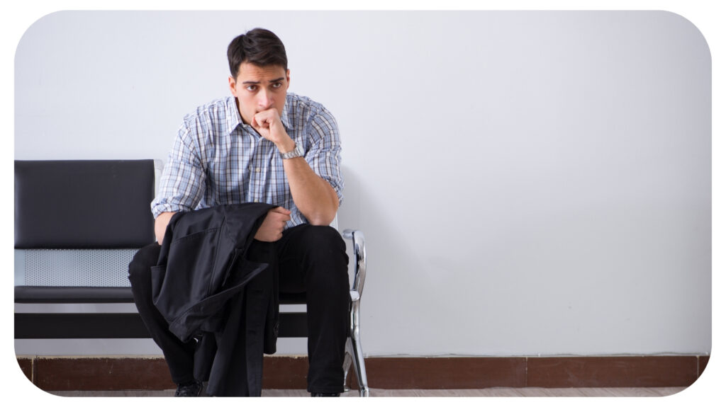 Man Nervously Impatiently Waiting in the Lobby