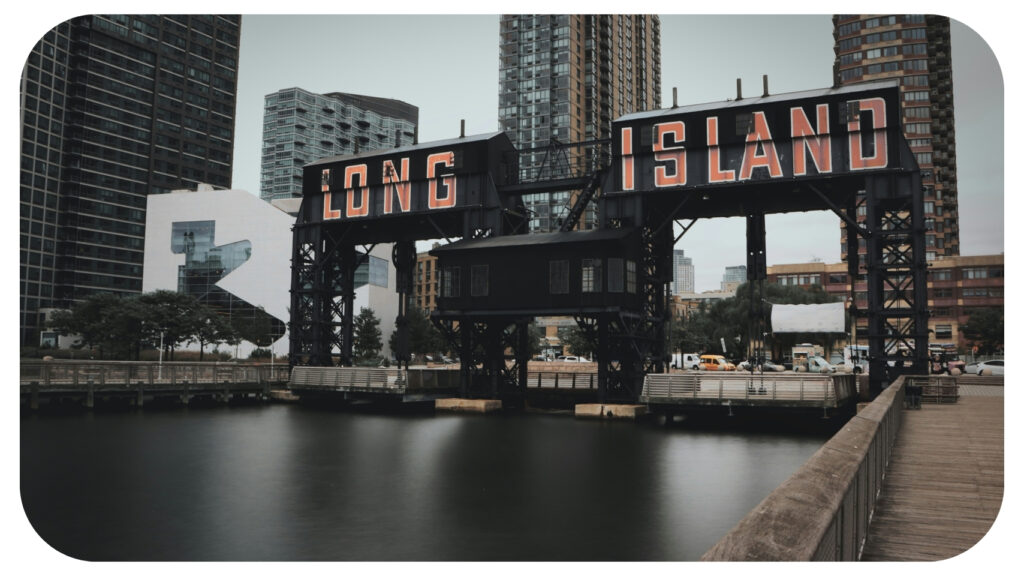 Long Island waterfront infrastructure area in New York highlighting urban construction growth and climate resilience development projects supporting regional construction and masonry demand.