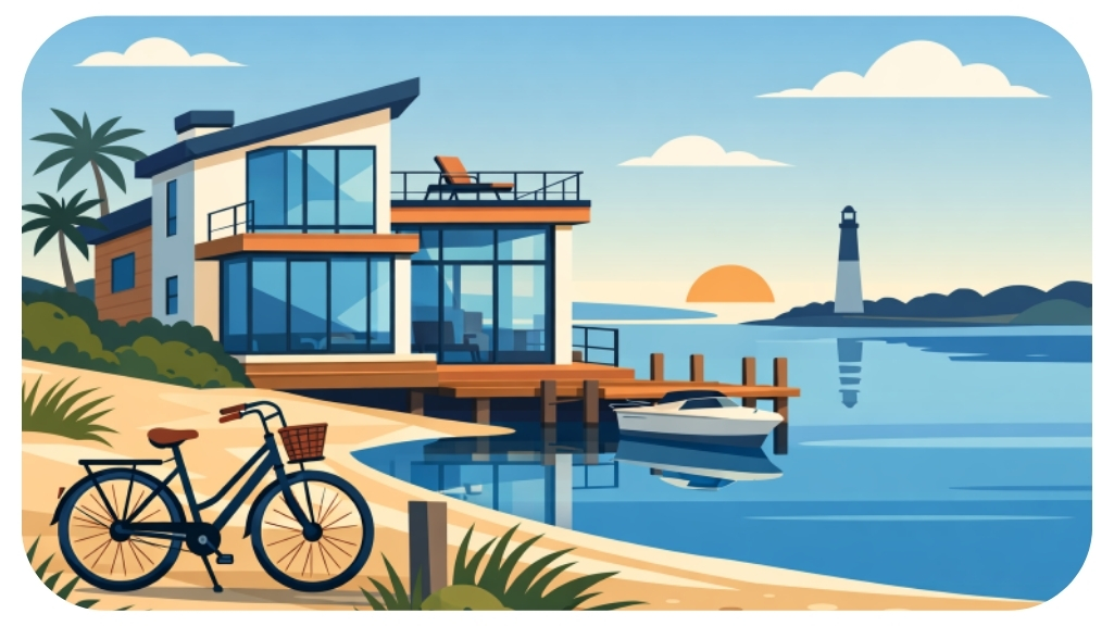 modern waterfront home on Long Beach Island New Jersey with bay views dock and coastal neighborhood setting representing luxury seaside living lifestyle